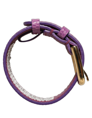 Purple Textured Leather Gold Buckle Belt Strap Bracelet