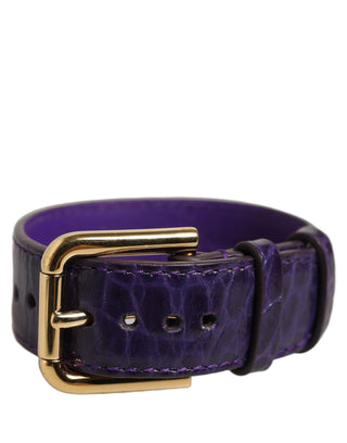 Violet Embossed Leather Gold Buckle Belt Strap Bracelet