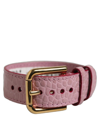 Pink Embossed Leather Gold Buckle Belt Strap Bracelet