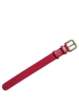 Red Calfskin Leather Gold Buckle Belt Strap Bracelet