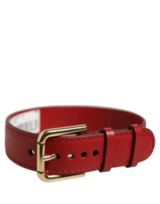 Red Calfskin Leather Gold Buckle Belt Strap Bracelet