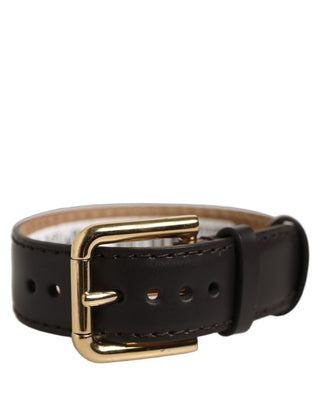 Black Calfskin Leather Gold Buckle Belt Strap Bracelet