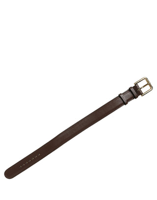 Brown Calfskin Leather Gold Buckle Belt Strap Bracelet