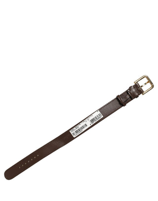Brown Calfskin Leather Gold Buckle Belt Strap Bracelet