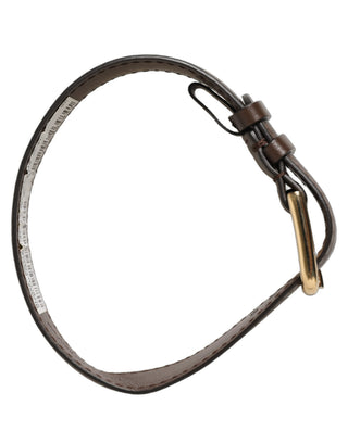 Brown Calfskin Leather Gold Buckle Belt Strap Bracelet