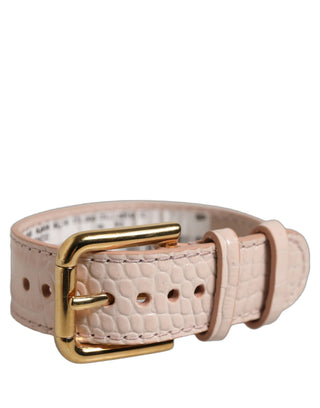 Pink Embossed Leather Gold Buckle Belt Strap Bracelet