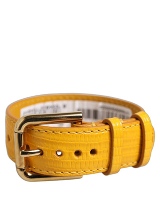 Yellow Textured Leather Gold Buckle Belt Strap Bracelet