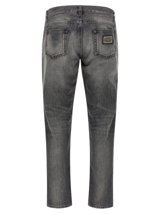 Gray Cotton Jeans Denim