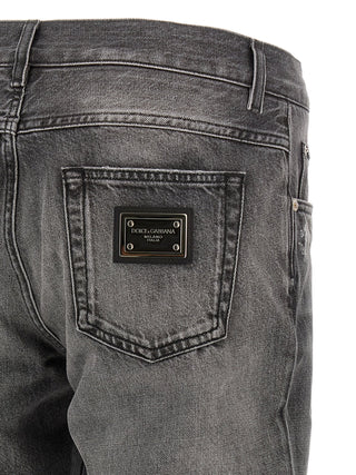 Gray Cotton Jeans Denim