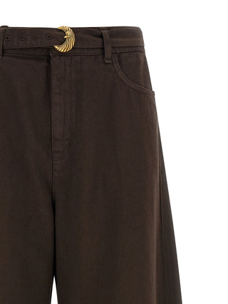 Brown Cotton High-Waisted Jean