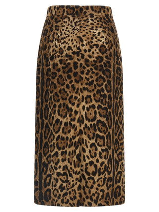 Brown Viscose Midi Skirt