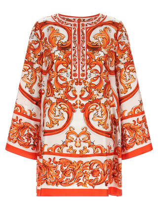 Orange Silk Short Dress