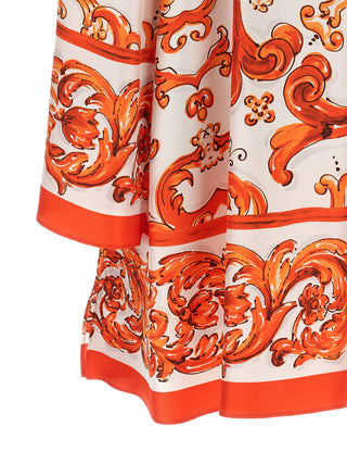 Orange Silk Short Dress