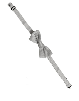 Men Gray 100% Silk Adjustable Neck Papillon Bow Tie