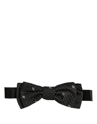 Men Black DG Polka Dot Adjustable Neck Papillon Bow Tie