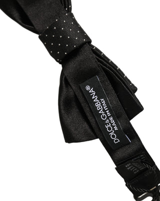 Men Black DG Polka Dot Adjustable Neck Papillon Bow Tie