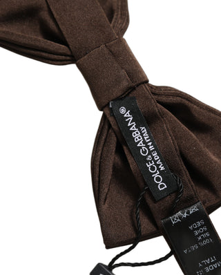Men Brown 100% Silk Adjustable Neck Papillon Bow Tie