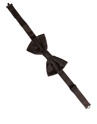 Men Brown 100% Silk Adjustable Neck Papillon Bow Tie
