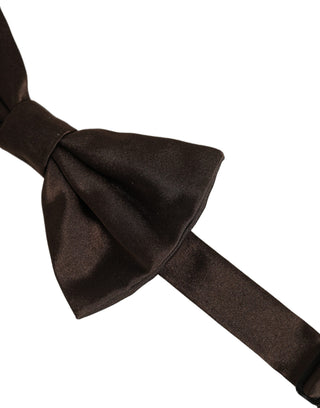 Men Brown 100% Silk Adjustable Neck Papillon Bow Tie