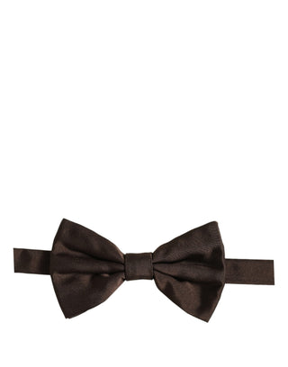 Men Brown 100% Silk Adjustable Neck Papillon Bow Tie