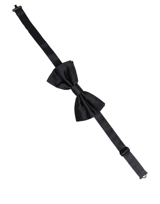 Men Black 100% Silk Adjustable Neck Papillon Bow Tie