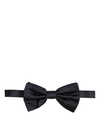 Men Black 100% Silk Adjustable Neck Papillon Bow Tie