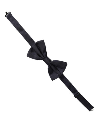 Men Dark Blue Silk Adjustable Neck Papillon Bow Tie