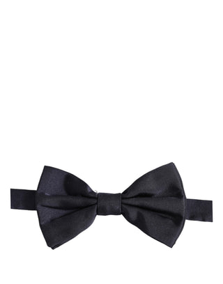 Men Dark Blue Silk Adjustable Neck Papillon Bow Tie