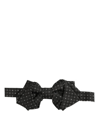 Men Dark Gray Polka Dot Silk Adjustable Neck Papillon Bow Tie