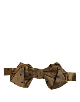 Men Brown Polka Dot Silk Adjustable Neck Papillon Bow Tie