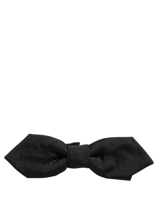 Men Black 100% Silk Adjustable Neck Papillon Bow Tie