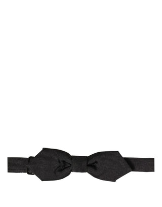 Men Black 100% Silk Adjustable Neck Papillon Bow Tie