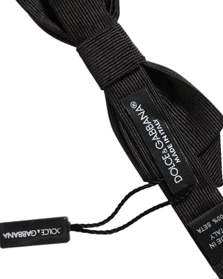 Men Black 100% Silk Adjustable Neck Papillon Bow Tie