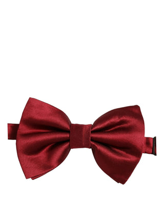 Men Red 100% Silk Adjustable Neck Papillon Bow Tie