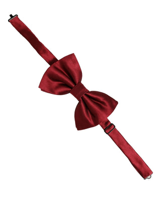 Men Red 100% Silk Adjustable Neck Papillon Bow Tie