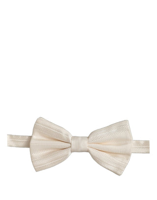 Men White 100% Silk Adjustable Neck Papillon Bow Tie