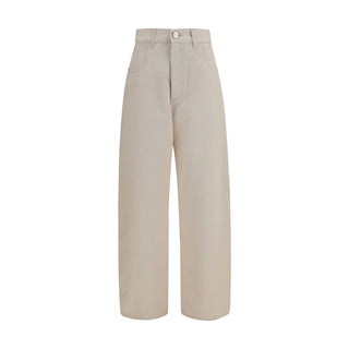Beige Cotton Straight-Leg Jeans