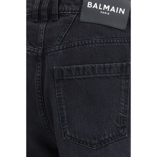 Black Cotton Straight-Leg Jeans