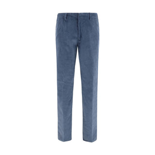 Blue Cotton Casual Pants