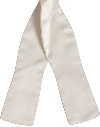 Men White 100% Silk Adjustable Neck Papillon Bow Tie