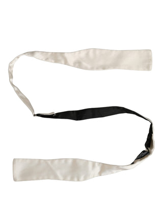 Men White 100% Silk Adjustable Neck Papillon Bow Tie