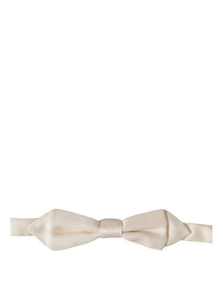 Men White 100% Silk Adjustable Neck Papillon Bow Tie