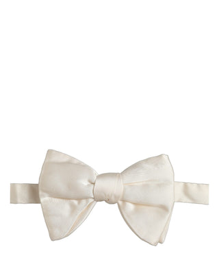 Men White 100% Silk Adjustable Neck Papillon Bow Tie