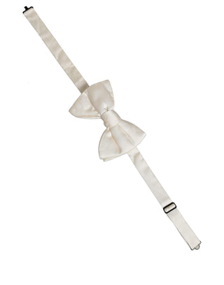 Men White 100% Silk Adjustable Neck Papillon Bow Tie