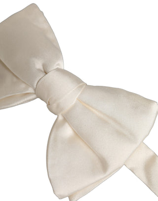 Men White 100% Silk Adjustable Neck Papillon Bow Tie
