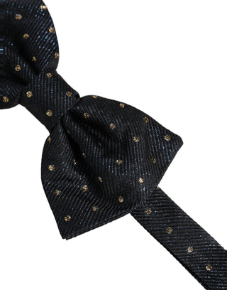 Men Dark Gray Polka Dot Silk Adjustable Neck Papillon Bow Tie