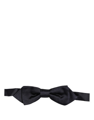 Men Dark Blue 100% Silk Adjustable Neck Papillon Bow Tie