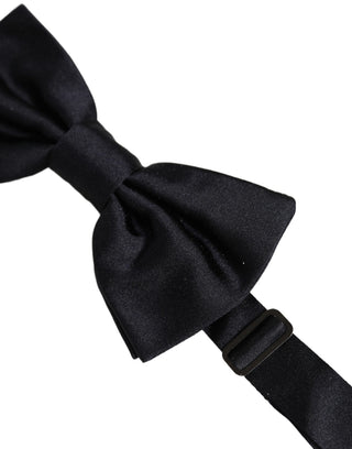 Men Dark Blue 100% Silk Adjustable Neck Papillon Bow Tie