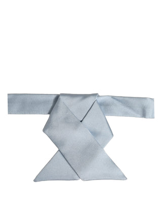 Men Light Blue SIlk Adjustable Neck Papillon Bow Tie