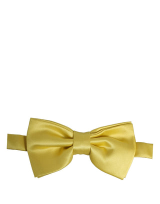 Men Yellow 100% Silk Adjustable Neck Papillon Bow Tie